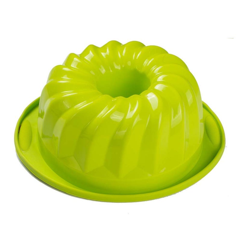 Webake Silicone Fluted Tube Cake Baking Pan 10 Inch Non-stick Cake Mold Bakeware (Green) - Image 1